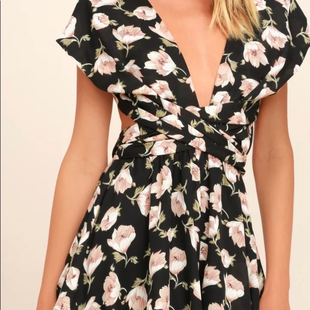 Lulu's convertible floral wrap romper